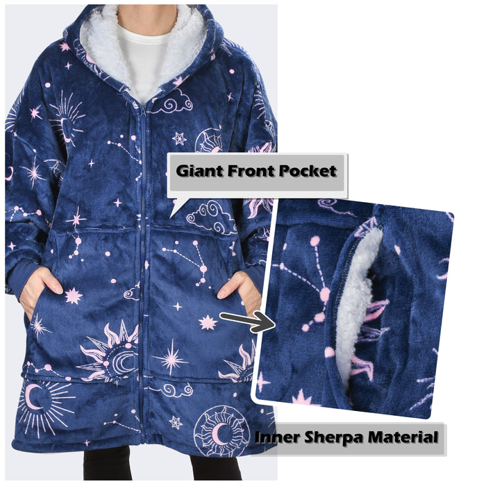 Full Zip Up Sherpa Oversize Hoodie Jacket