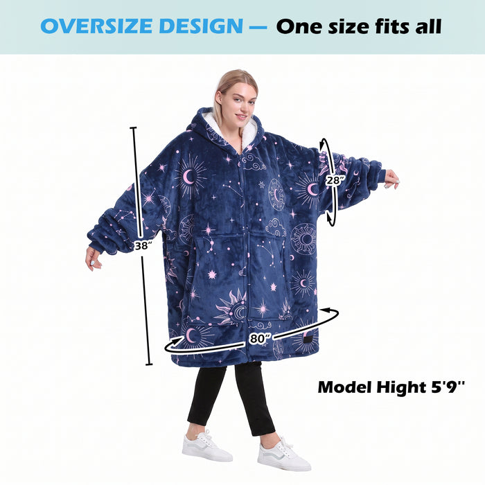 Full Zip Up Sherpa Oversize Hoodie Jacket