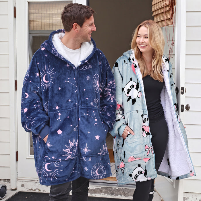 Full Zip Up Sherpa Oversize Hoodie Jacket