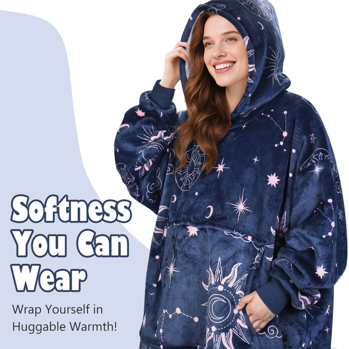 Catalonia Full Body Blanket Hoodie Sweatshirt, Extra Long Oversized Comfortable Sherpa Lounging Pullover for Adults, Gift Show for Women