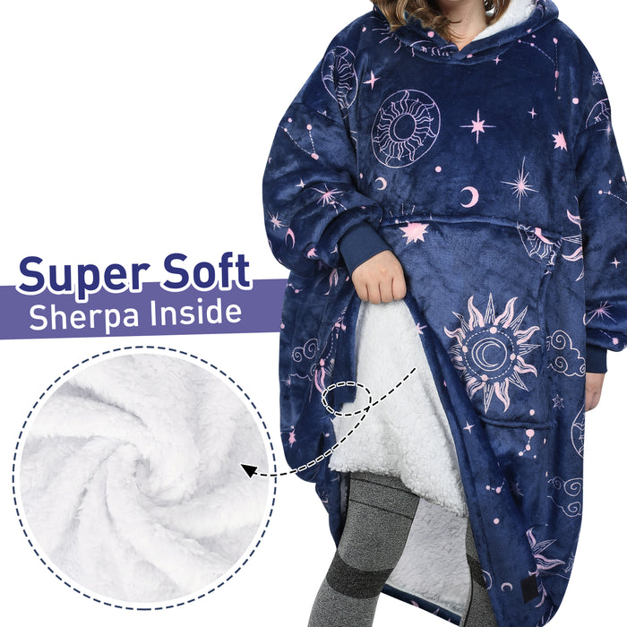 Catalonia Full Body Blanket Hoodie Sweatshirt, Extra Long Oversized Comfortable Sherpa Lounging Pullover for Adults, Gift Show for Women