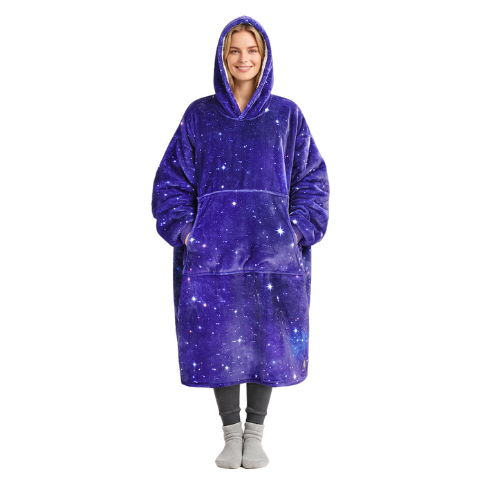 Catalonia Full Body Blanket Hoodie Sweatshirt, Extra Long Oversized Comfortable Sherpa Lounging Pullover for Adults, Gift Show for Women