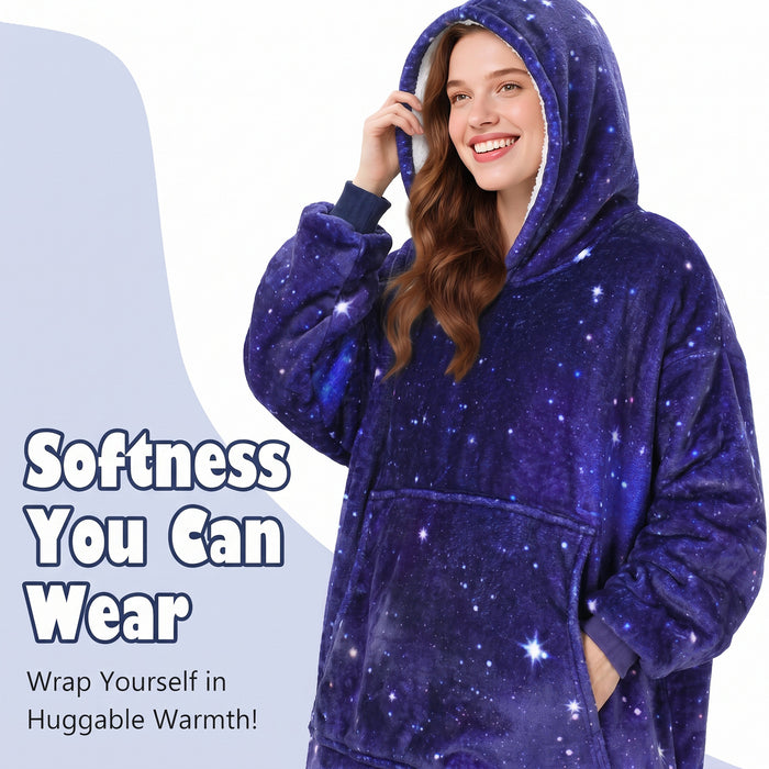 Catalonia Full Body Blanket Hoodie Sweatshirt, Extra Long Oversized Comfortable Sherpa Lounging Pullover for Adults, Gift Show for Women