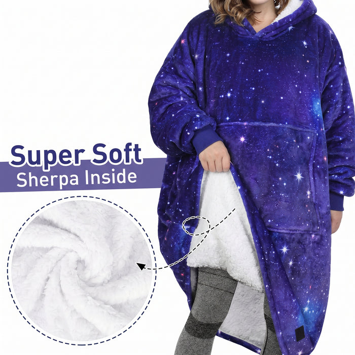Catalonia Full Body Blanket Hoodie Sweatshirt, Extra Long Oversized Comfortable Sherpa Lounging Pullover for Adults, Gift Show for Women
