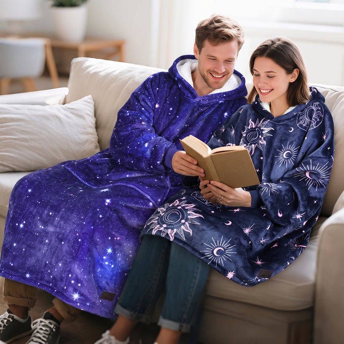 Catalonia Full Body Blanket Hoodie Sweatshirt, Extra Long Oversized Comfortable Sherpa Lounging Pullover for Adults, Gift Show for Women
