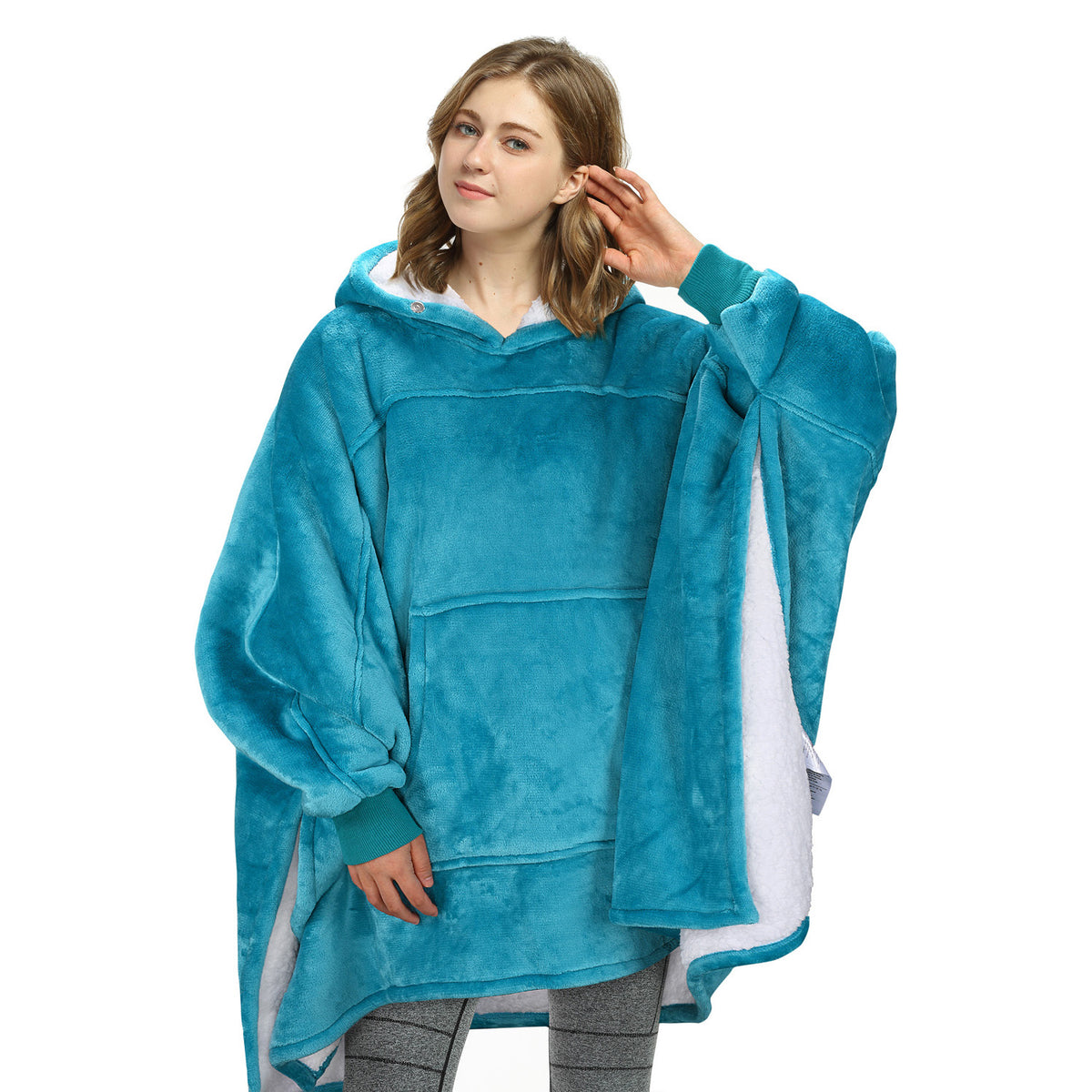 Split Sherpa Oversize Hoodie Poncho — Catalonia Fashion