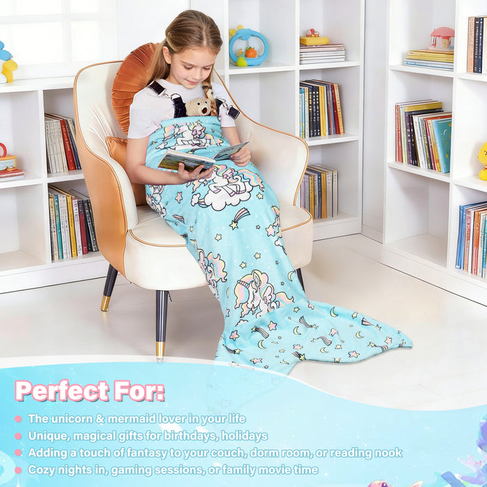 Flannel Mermaid Tail Blanket For Toddler