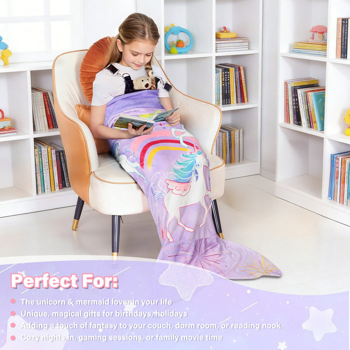 Flannel Mermaid Tail Blanket For Toddler