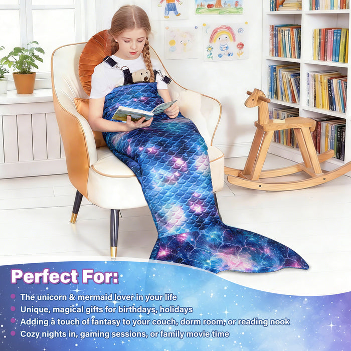 Flannel Mermaid Tail Blanket For Toddler