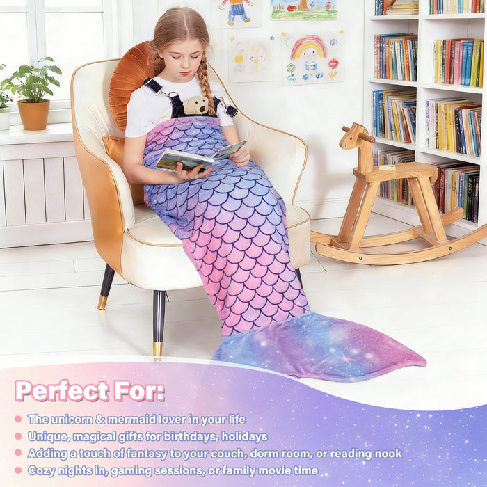 Flannel Mermaid Tail Blanket For Toddler