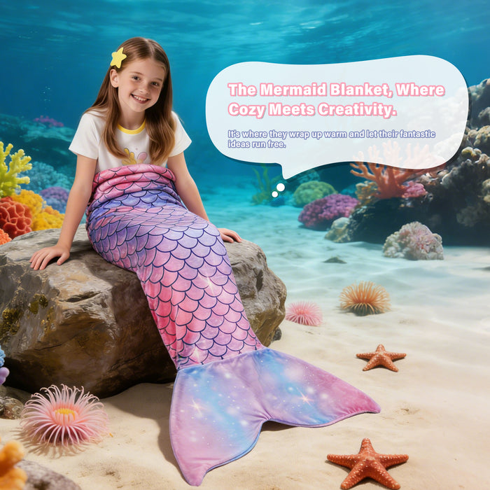 Flannel Mermaid Tail Blanket For Toddler