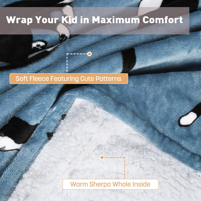 Catalonia Blanket Hoodie for Kids, Oversized Wearable Sherpa Sweatshirt Pullover for 7-16 yr Teens Youth, Kids Gift Idea  WONDERCAT Gray