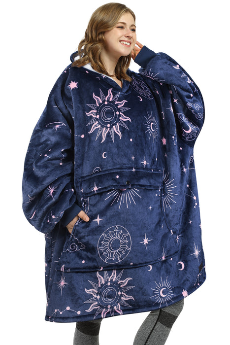 Funny Pattern Sherpa Oversize Hoodie Blanket