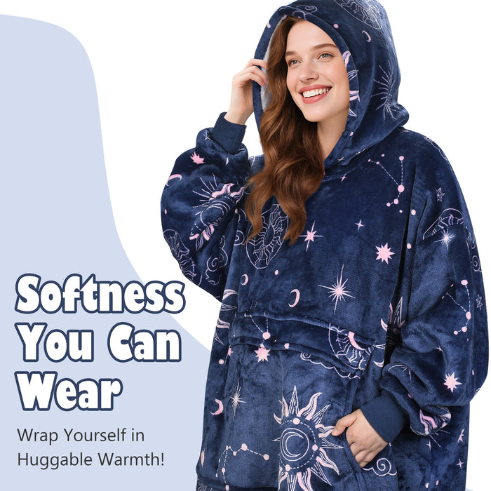 Funny Pattern Sherpa Oversize Hoodie Blanket