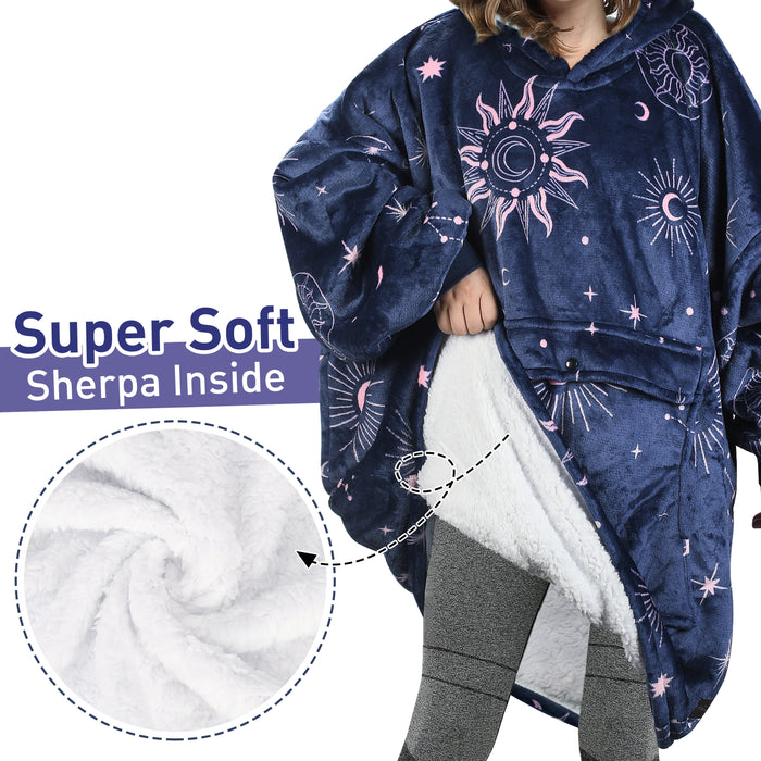 Funny Pattern Sherpa Oversize Hoodie Blanket