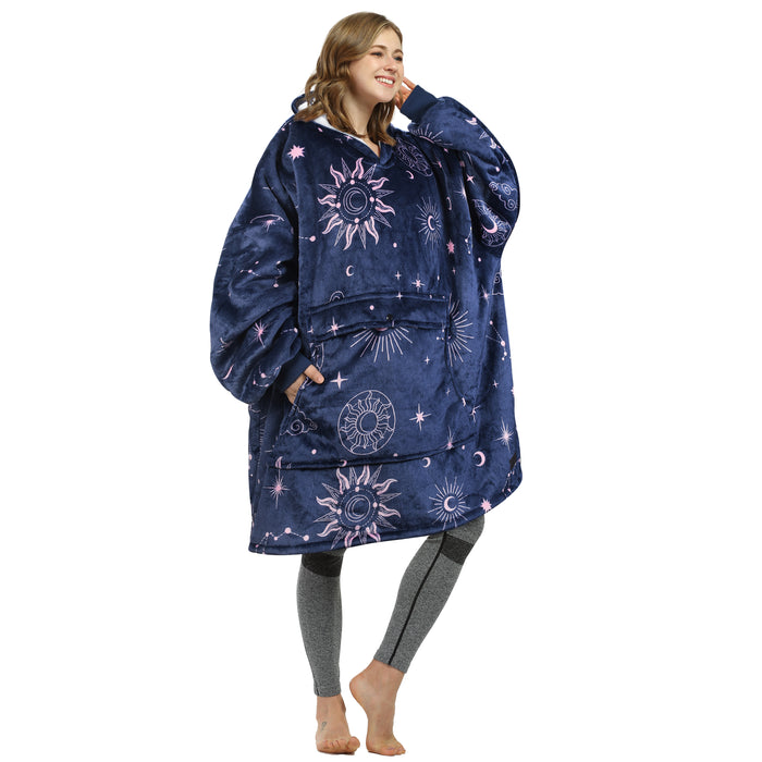 Funny Pattern Sherpa Oversize Hoodie Blanket