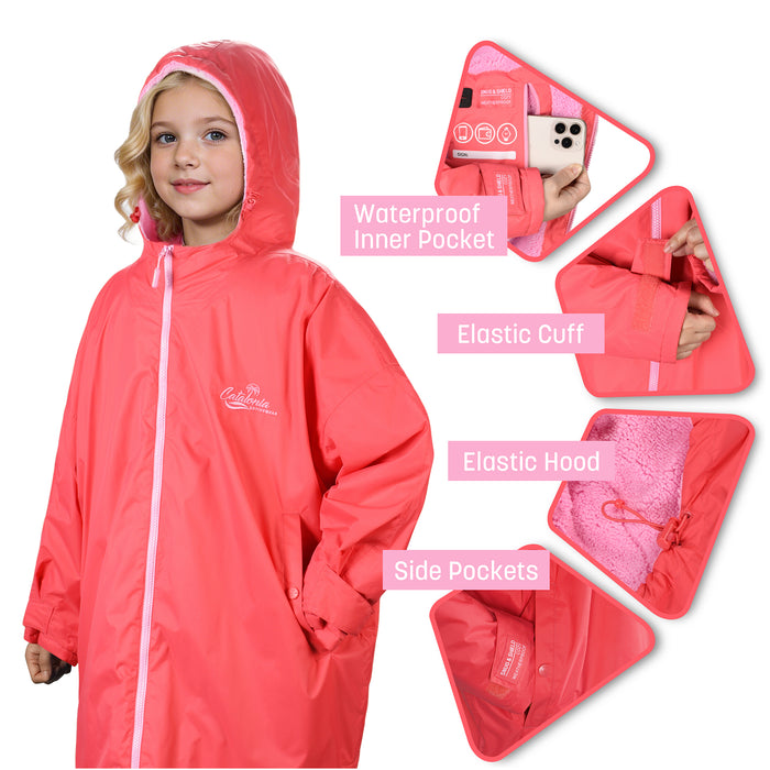 Kids Lightweight Waterproof Sherpa Lined Swim Parka