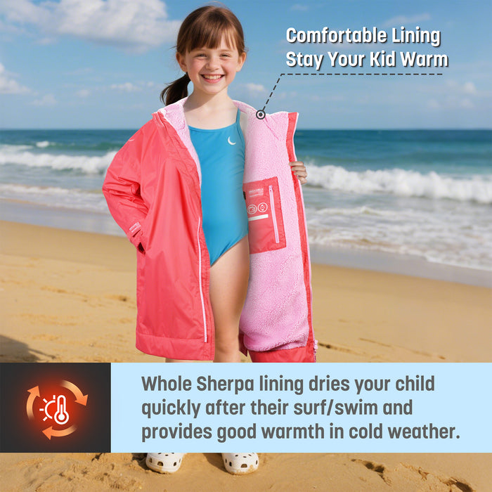 Kids Lightweight Waterproof Sherpa Lined Swim Parka