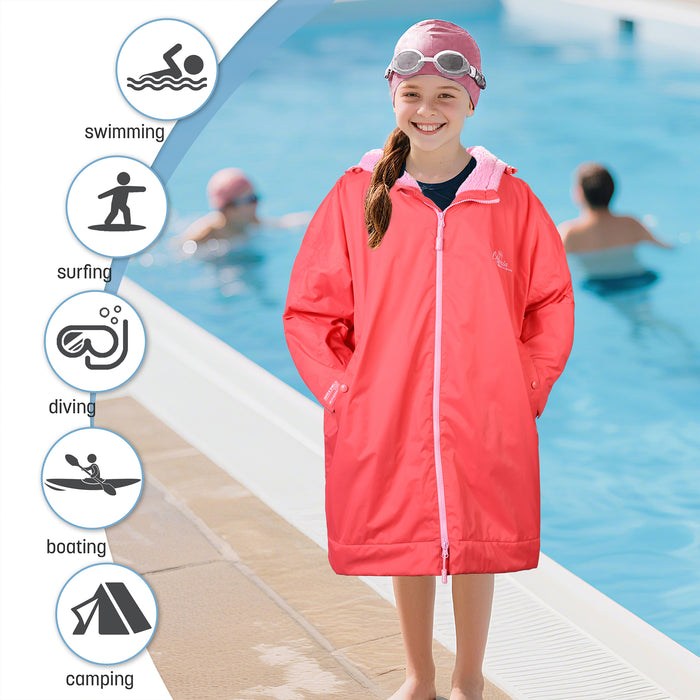 Kids Lightweight Waterproof Sherpa Lined Swim Parka