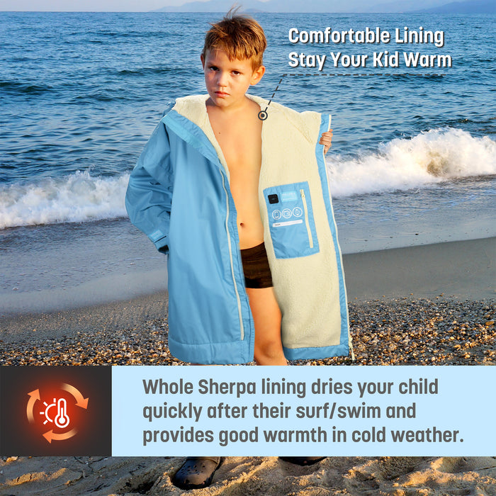 Kids Lightweight Waterproof Sherpa Lined Swim Parka