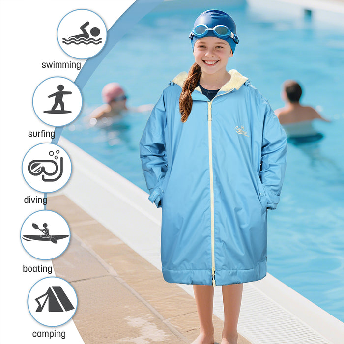 Kids Lightweight Waterproof Sherpa Lined Swim Parka