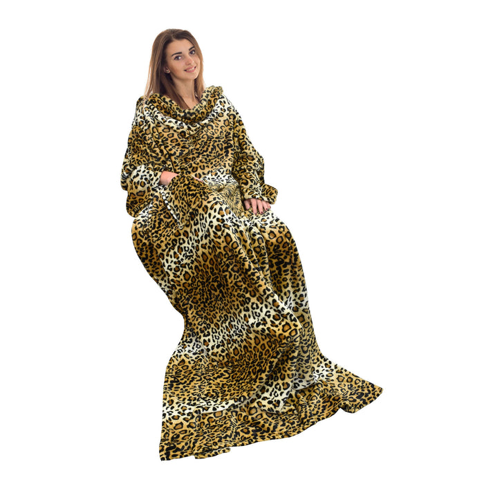 Animal World Fleece Wearable Blanket With Sleeve