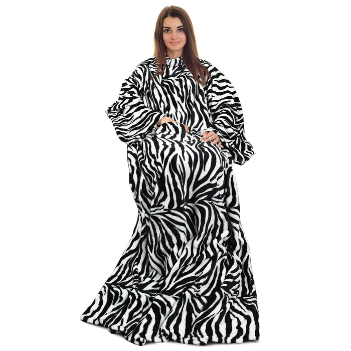 Animal World Fleece Wearable Blanket With Sleeve
