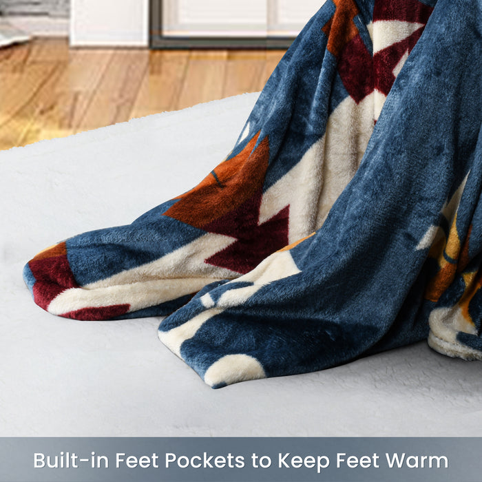 Southwest Fleece Wearable Blanket With Sleeve & Foot Pocket