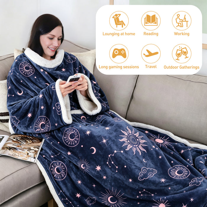 Classic Sherpa Wearable Blanket With Sleeve