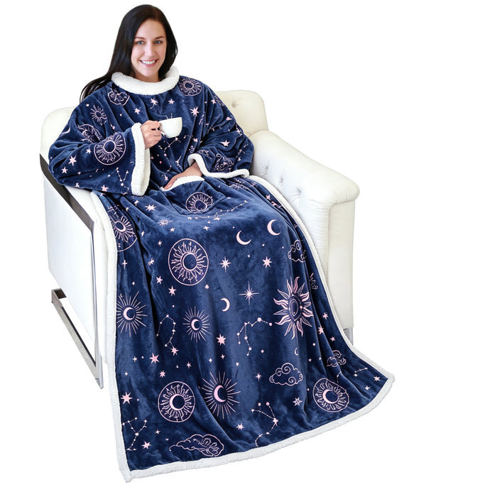 Classic Sherpa Wearable Blanket With Sleeve