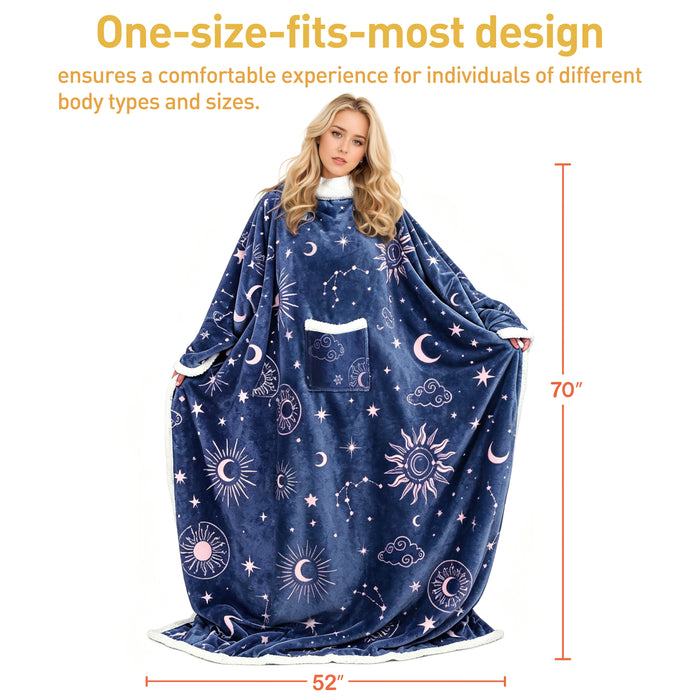 Classic Sherpa Wearable Blanket With Sleeve