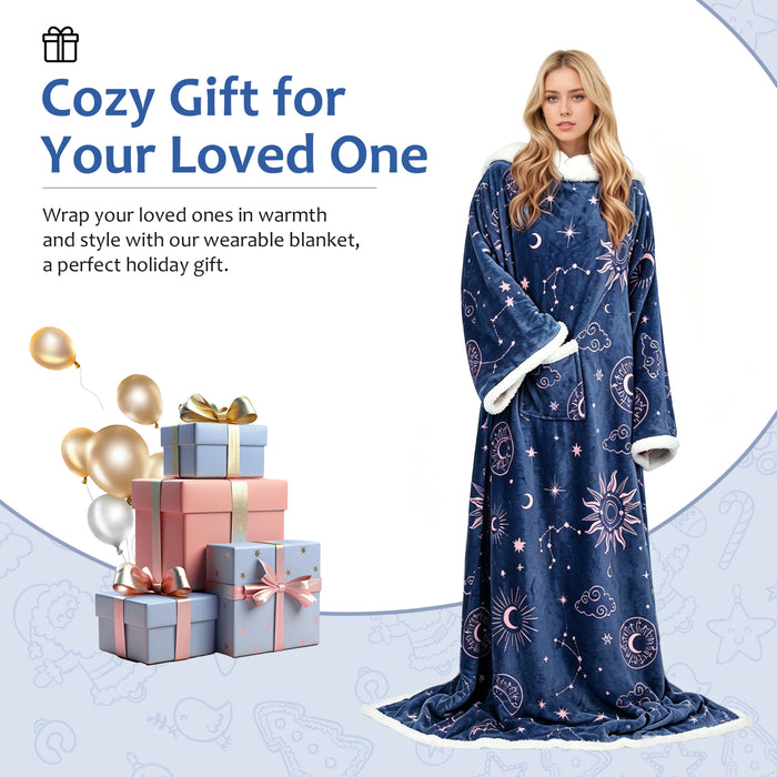 Classic Sherpa Wearable Blanket With Sleeve