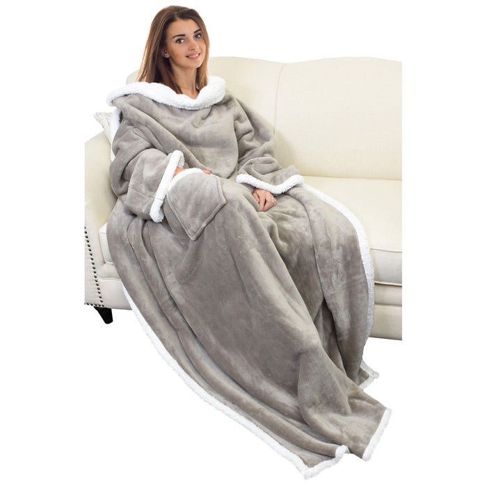 Classic Sherpa Wearable Blanket With Sleeve