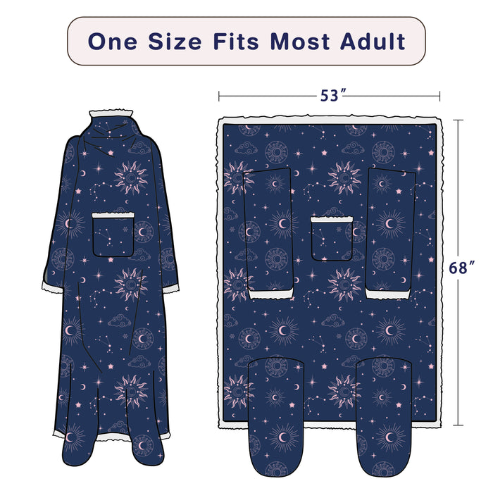 Sherpa Wearable Blanket With Sleeve & Foot Pocket