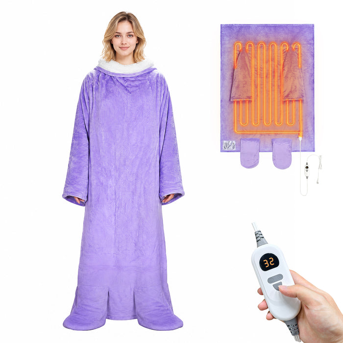 Catalonia Wearable TV Blanket with Sleeves Arms Warm Micro Plush Sherpa Fleece + Foot Covers