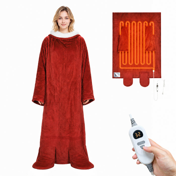 Catalonia Wearable TV Blanket with Sleeves Arms Warm Micro Plush Sherpa Fleece + Foot Covers