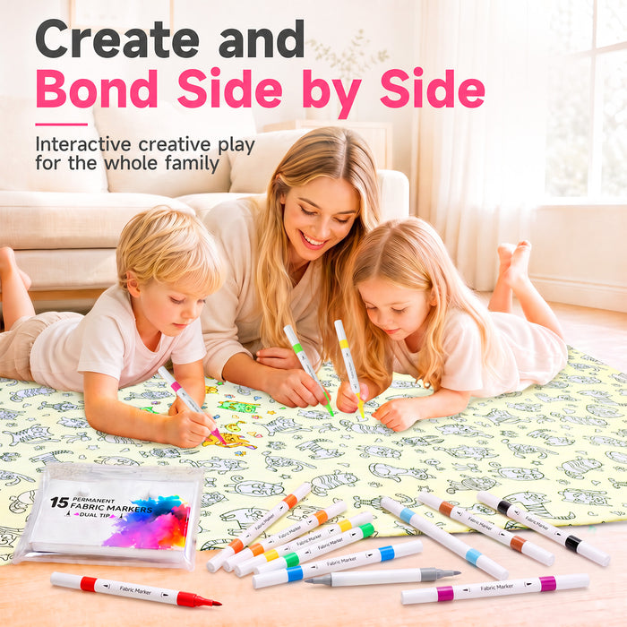 DIY Color Your Own Sherpa Blanket Kit with 15 Fabric Markers