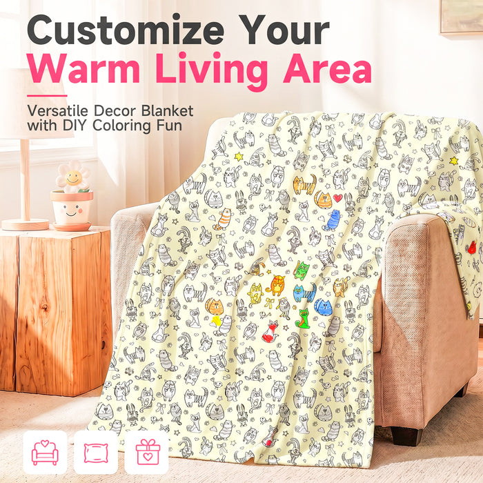 DIY Color Your Own Sherpa Blanket Kit with 15 Fabric Markers