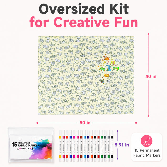 DIY Color Your Own Sherpa Blanket Kit with 15 Fabric Markers