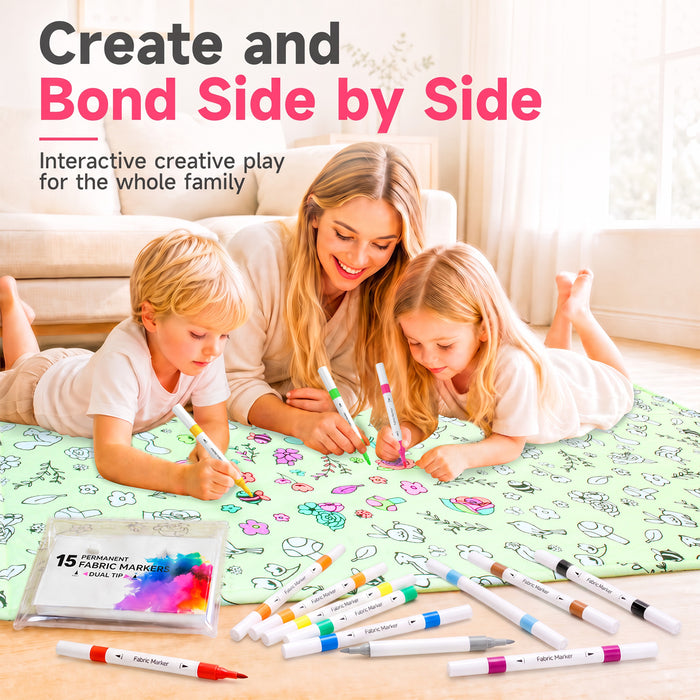 Craftikit Halloween Coloring Blanket for Adults, 16 Fabric Markers