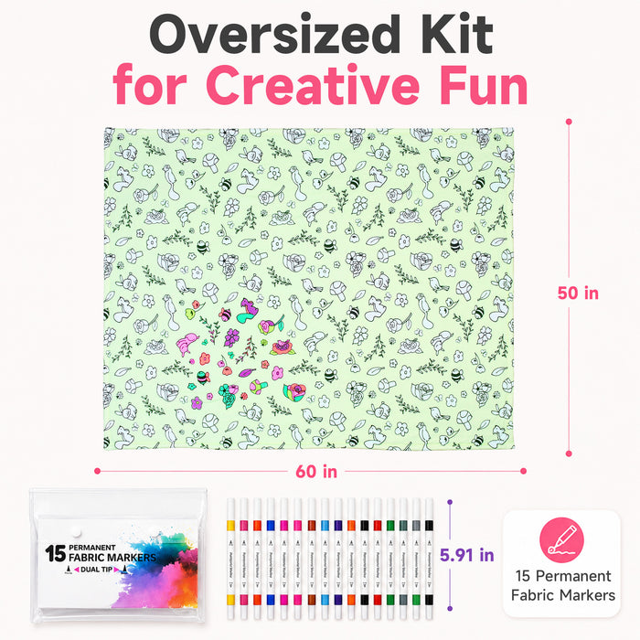 Craftikit Halloween Coloring Blanket for Adults, 16 Fabric Markers