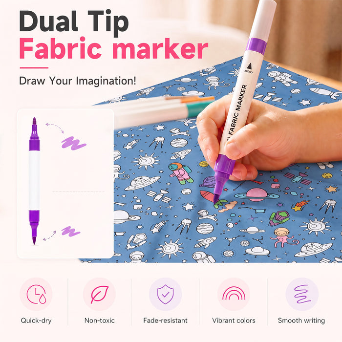 Craftikit Halloween Coloring Blanket for Adults, 16 Fabric Markers