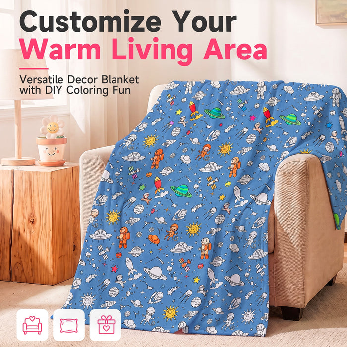 DIY Color Your Own Sherpa Blanket Kit with 15 Fabric Markers