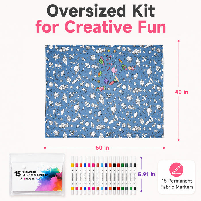 DIY Color Your Own Sherpa Blanket Kit with 15 Fabric Markers