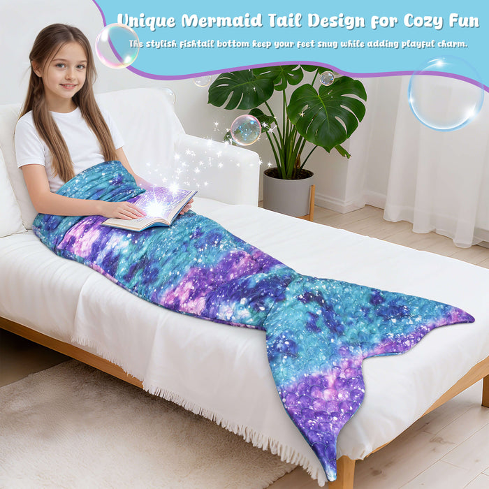 Kids All Season Knit Mermaid Tail Blanket