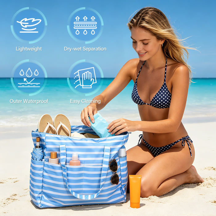 Extra Large Beach Bag Waterproof Pool Tote with Zipper