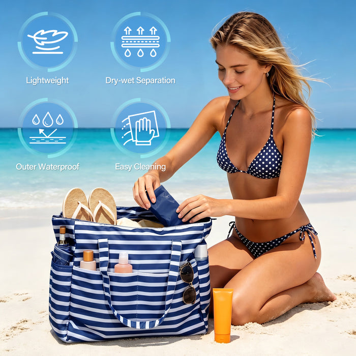 Extra Large Beach Bag Waterproof Pool Tote with Zipper
