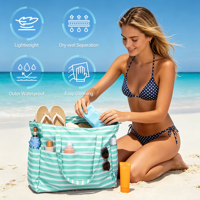 Extra Large Beach Bag Waterproof Pool Tote with Zipper