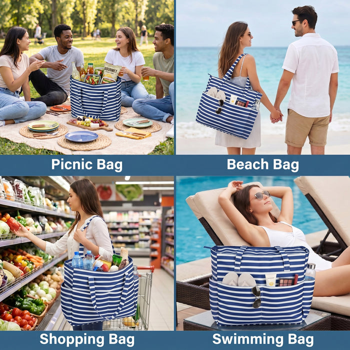 Extra Large Beach Bag Waterproof Pool Tote with Zipper