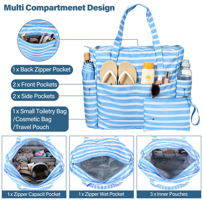 Extra Large Beach Bag Waterproof Pool Tote with Zipper